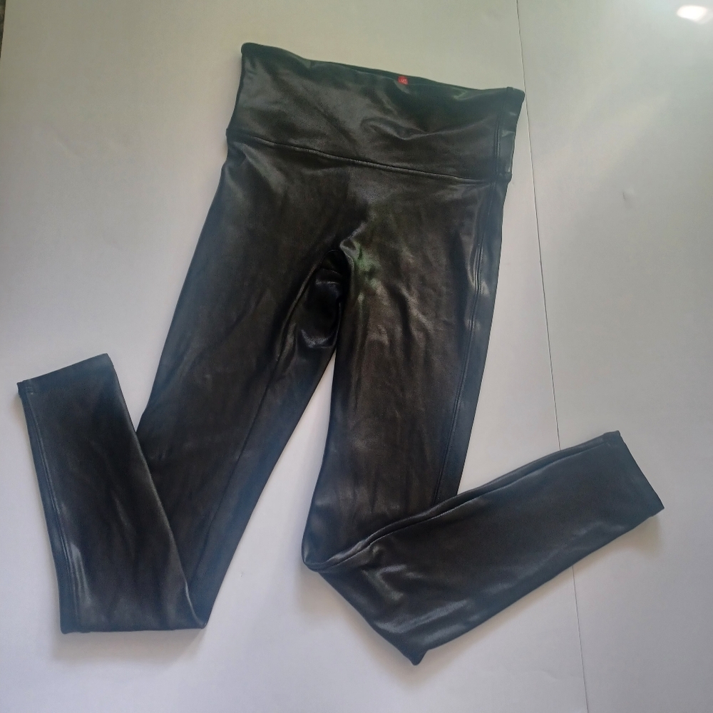 SPANX Faux Leather Look High-Waist Leggings in Black
